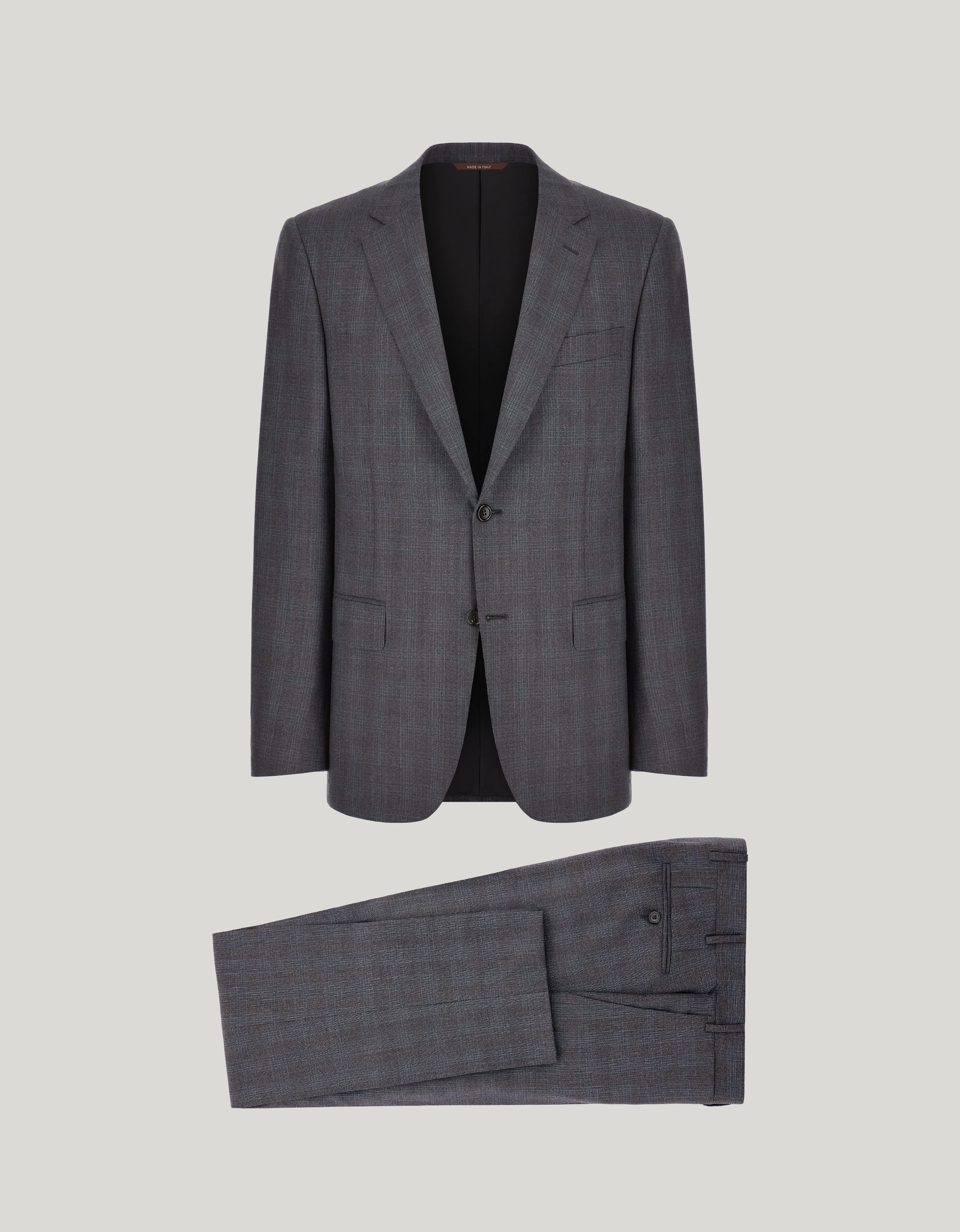 Gray and green Brianza regular-fit suit in pure wool 