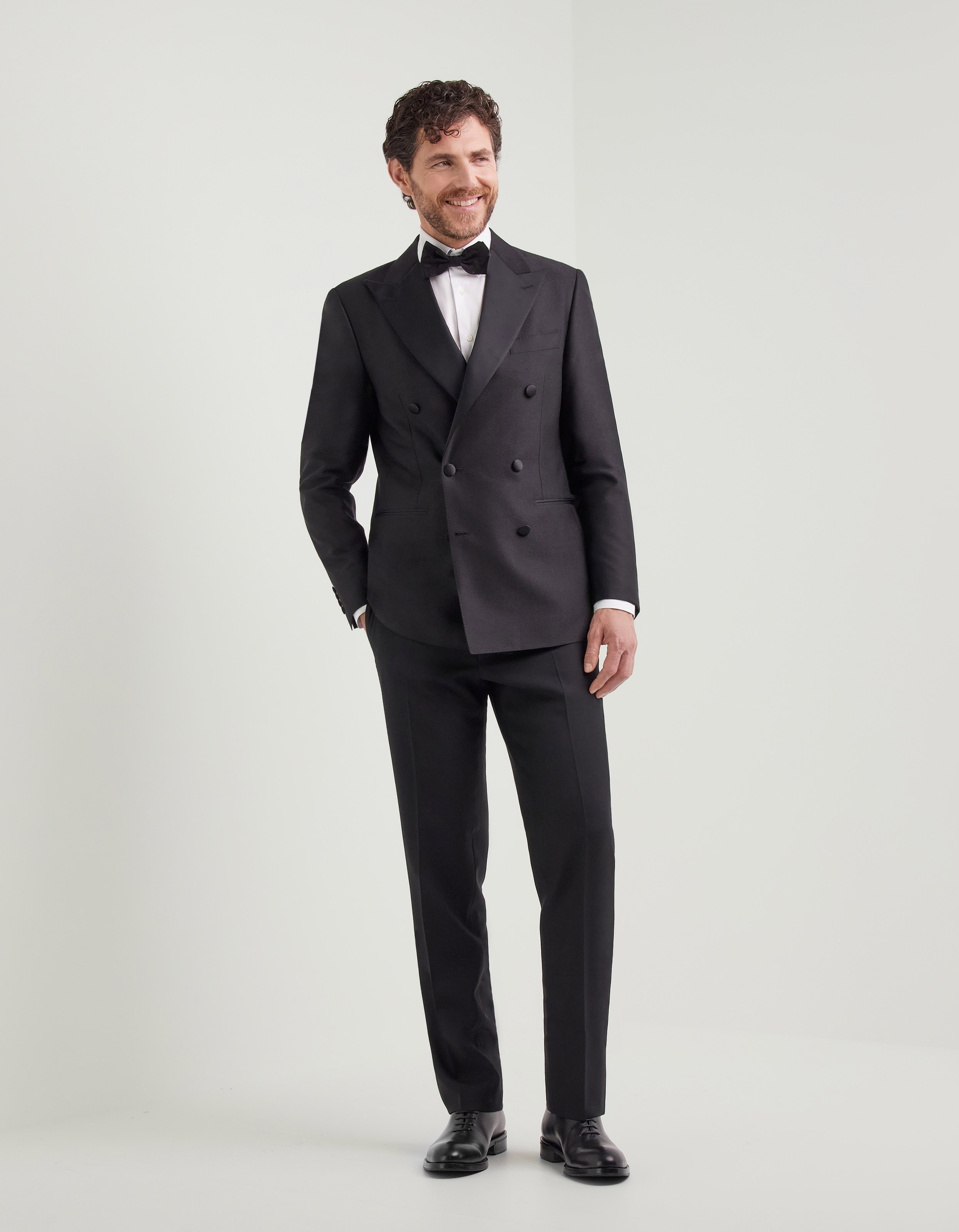 Black wool and silk tuxedo jacket