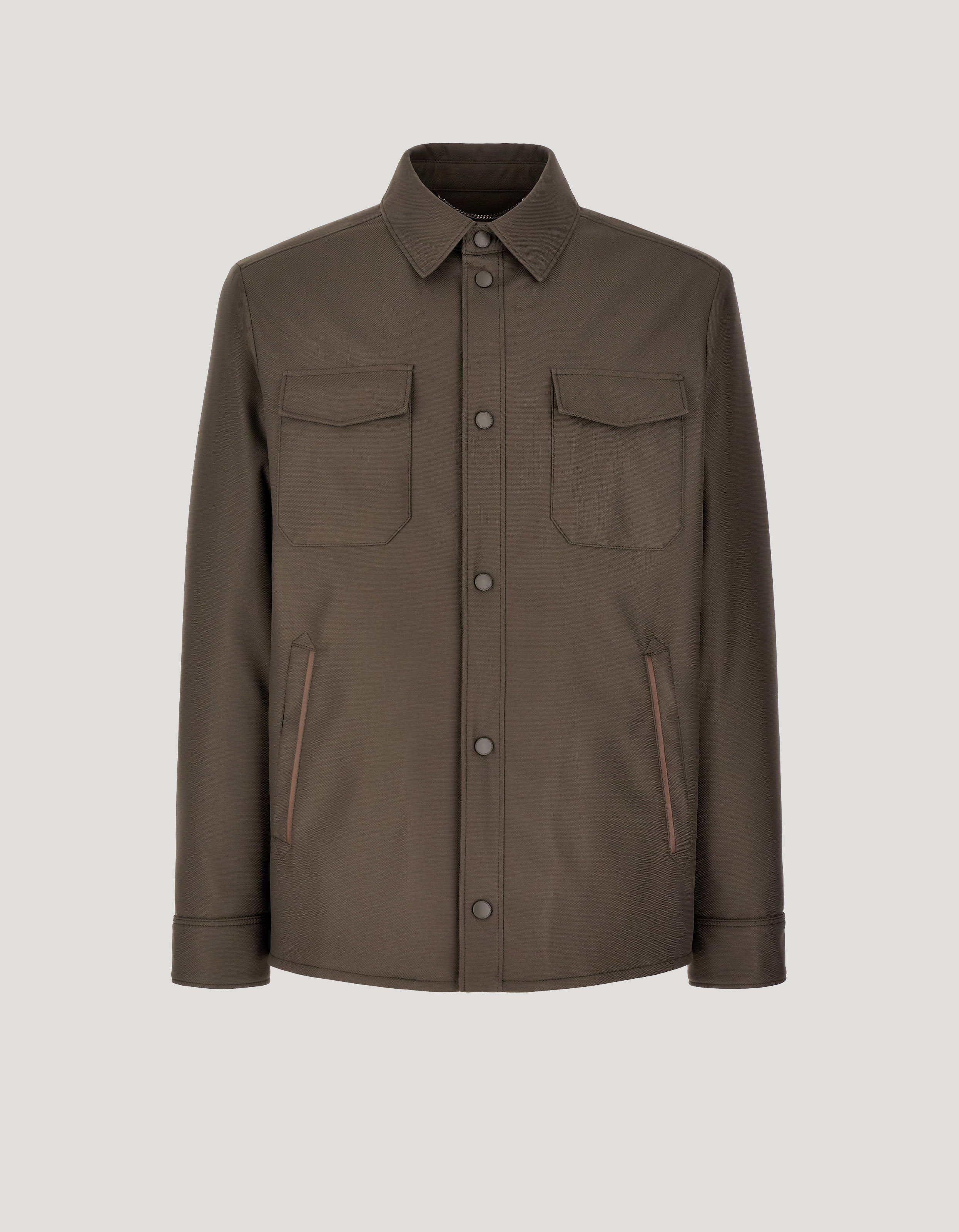 Technical fabric overshirt in medium brown 