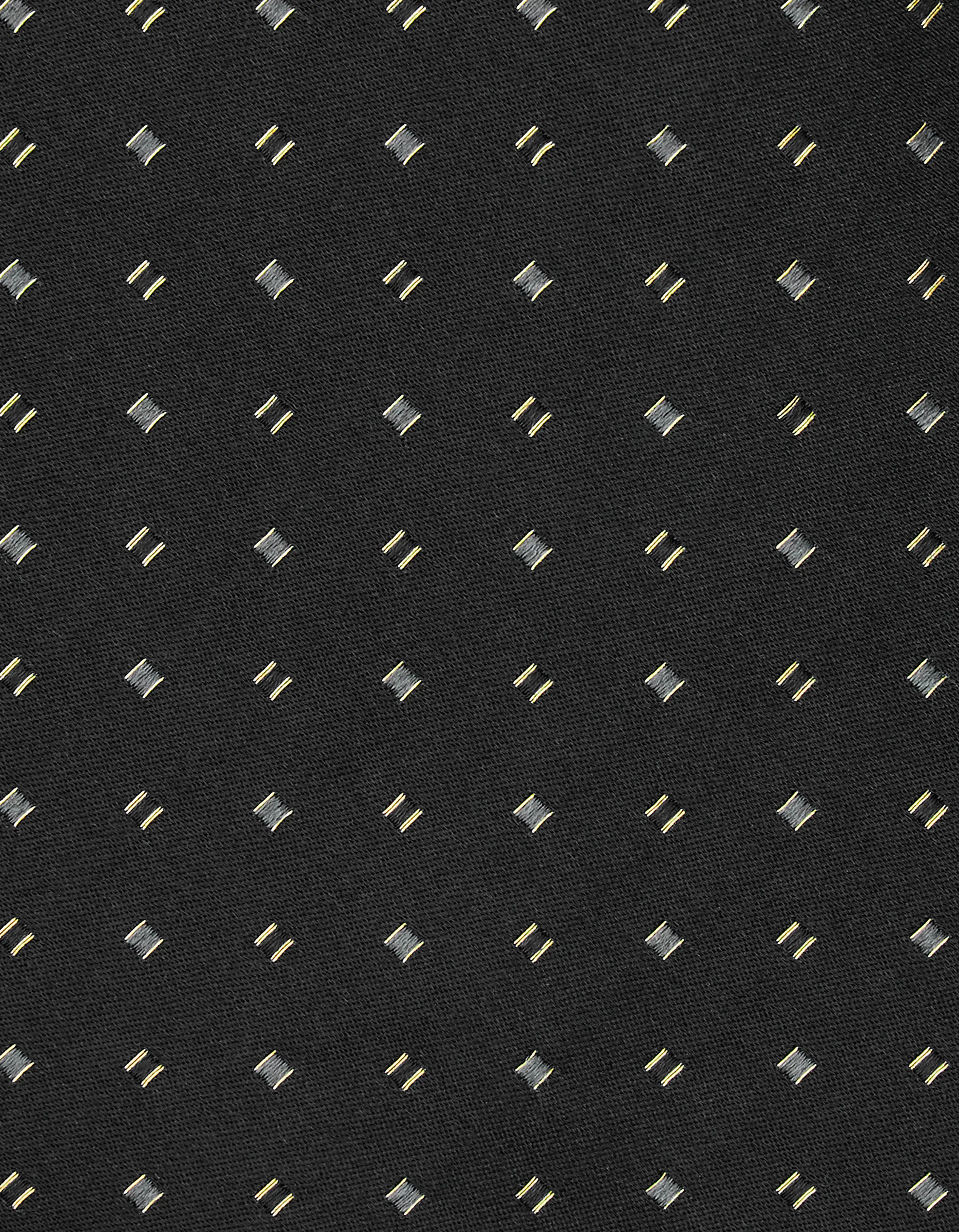 black silk tie, pattern and logo jacquard with gold thread