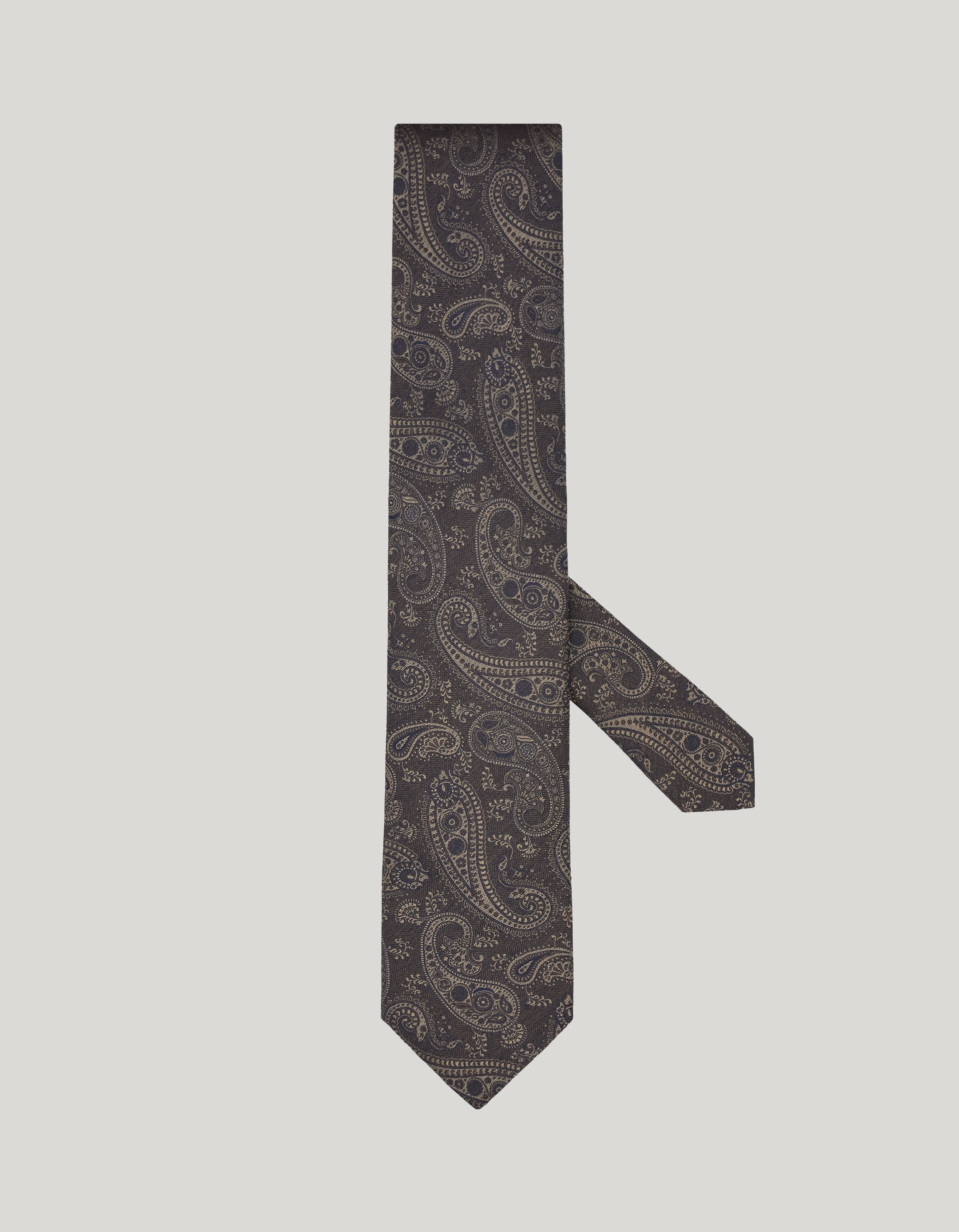Brown silk tie, paisley motif 