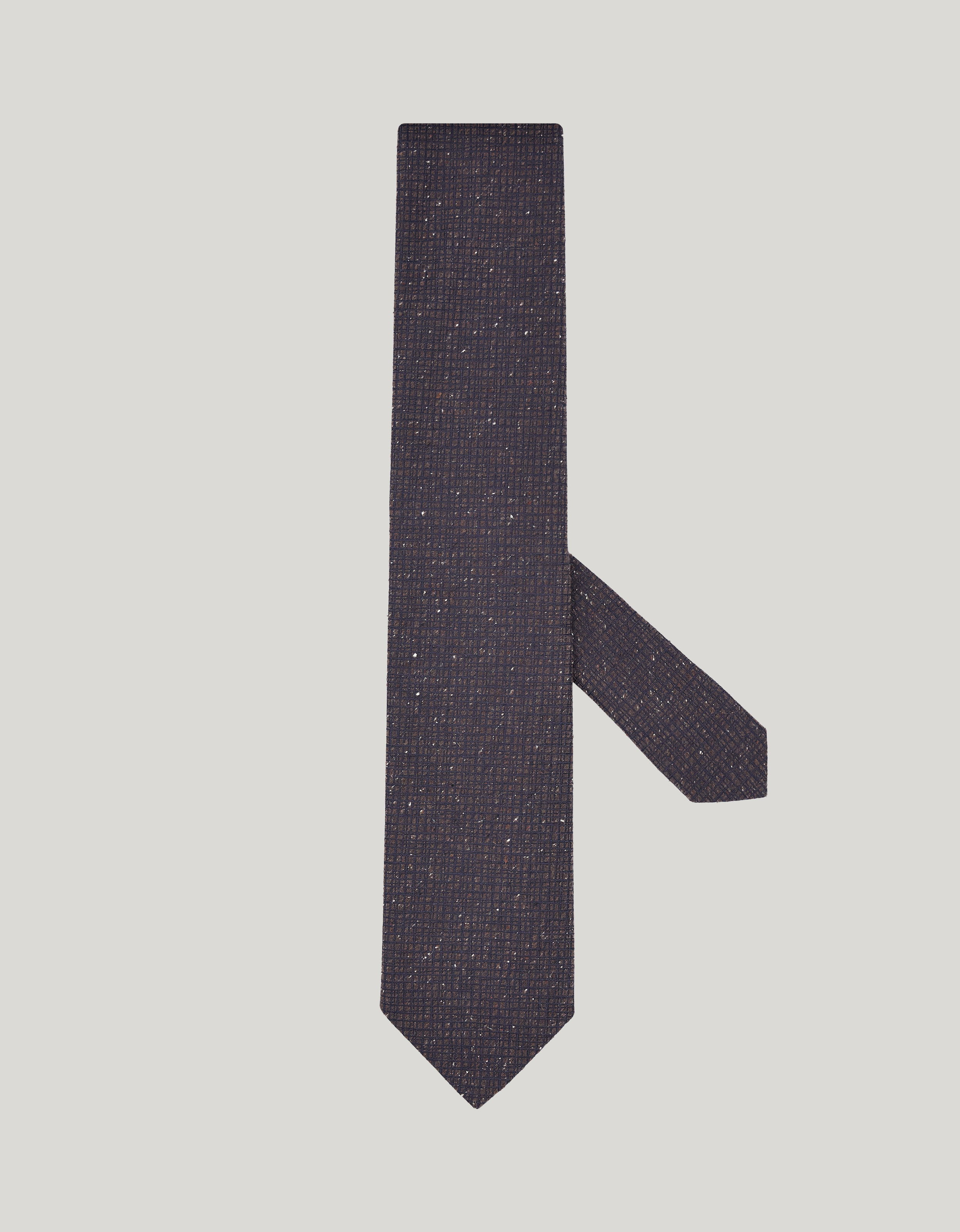 Brown silk patterned tie 