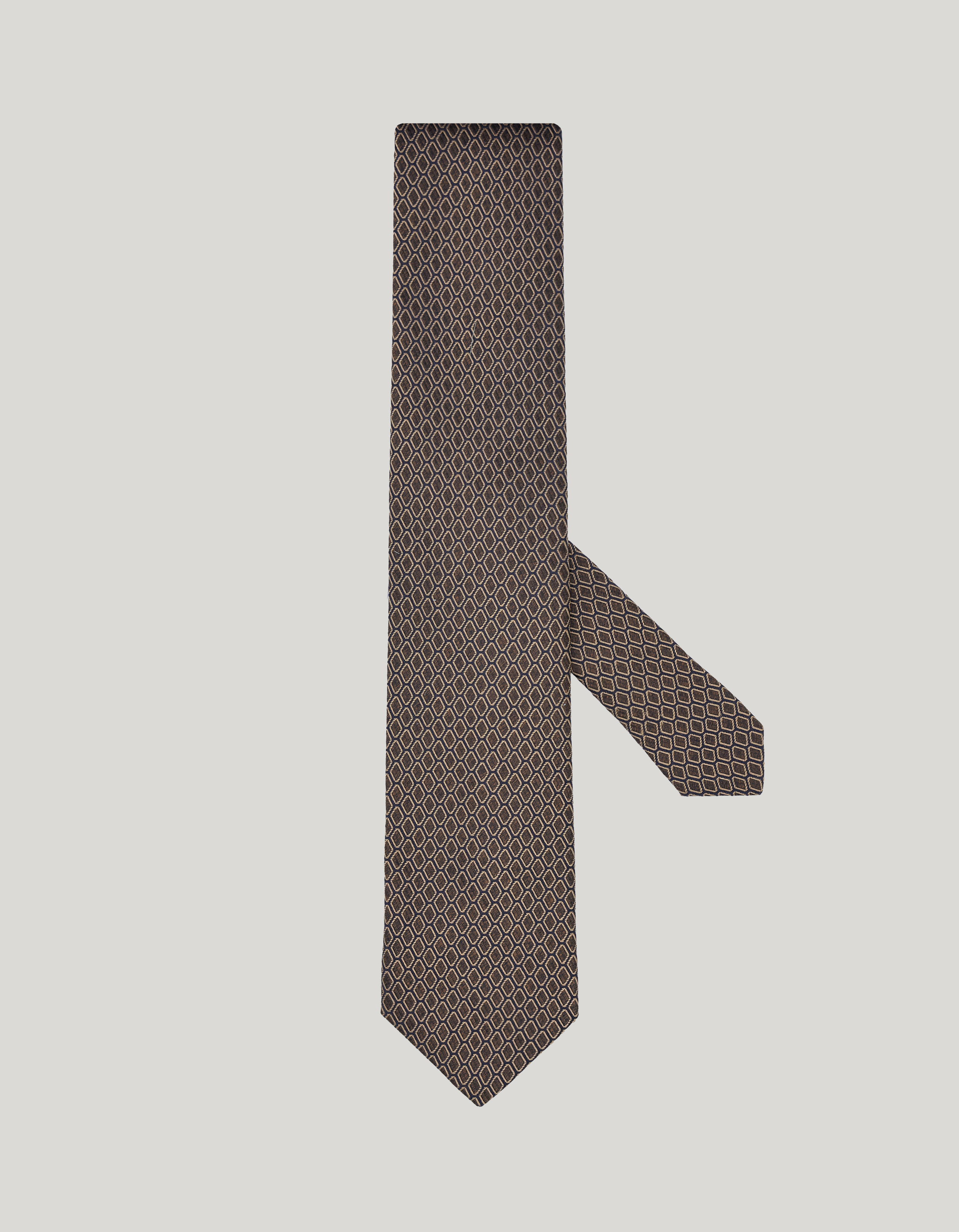 Brown silk tie, micro pattern 
