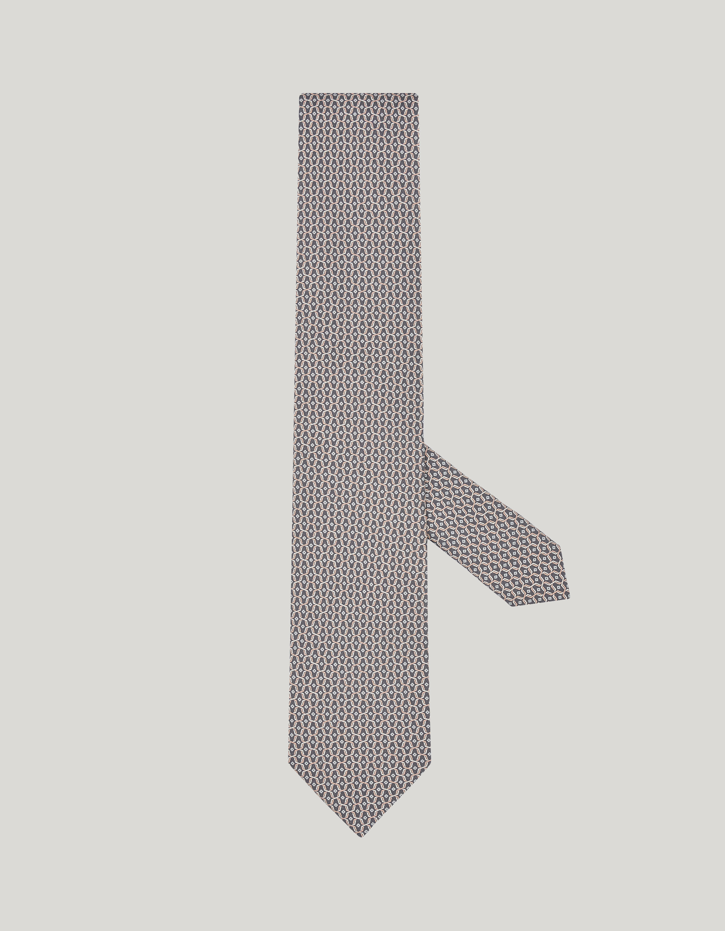 Printed silk tie, patterned motif 