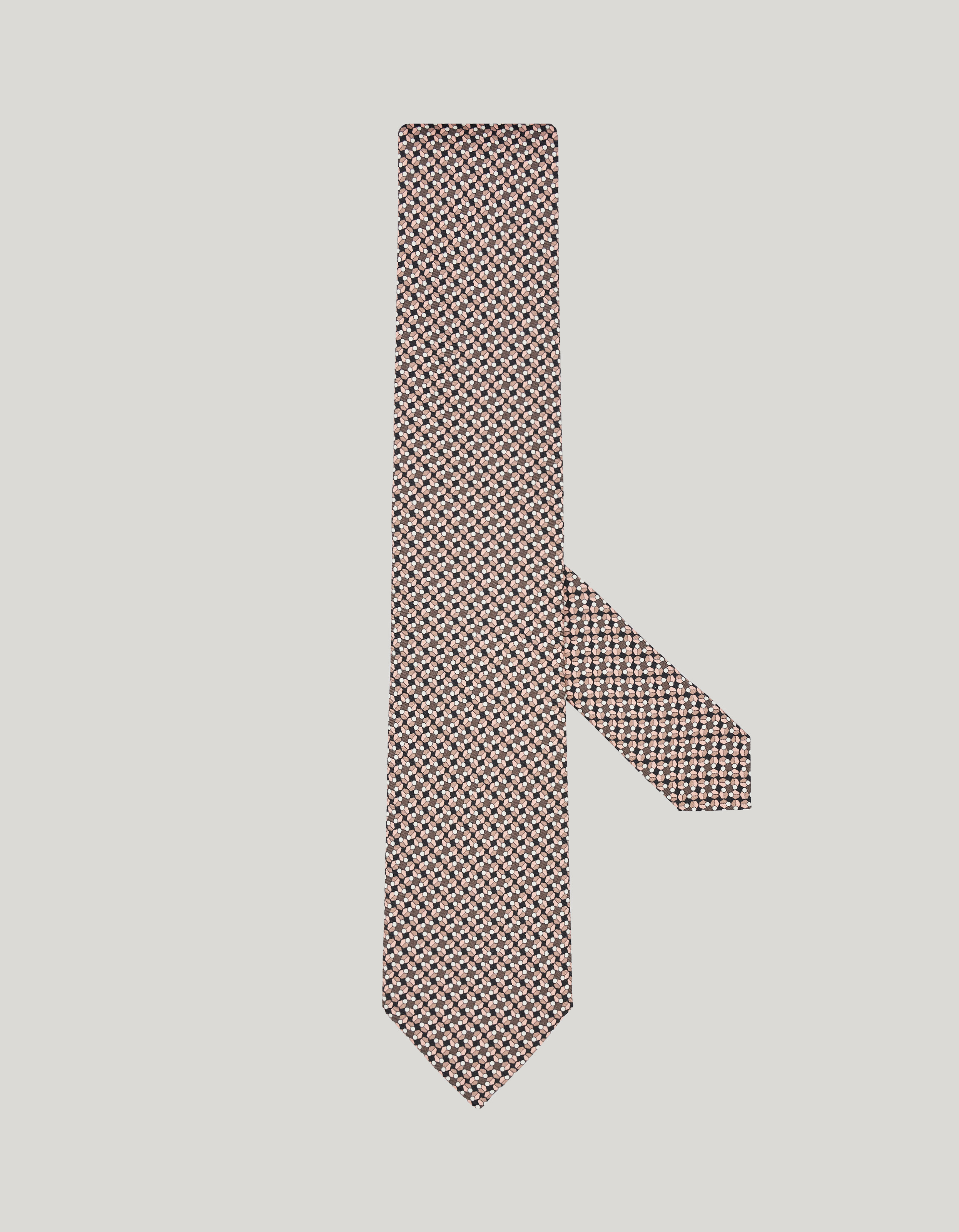 Printed silk tie, patterned motif 