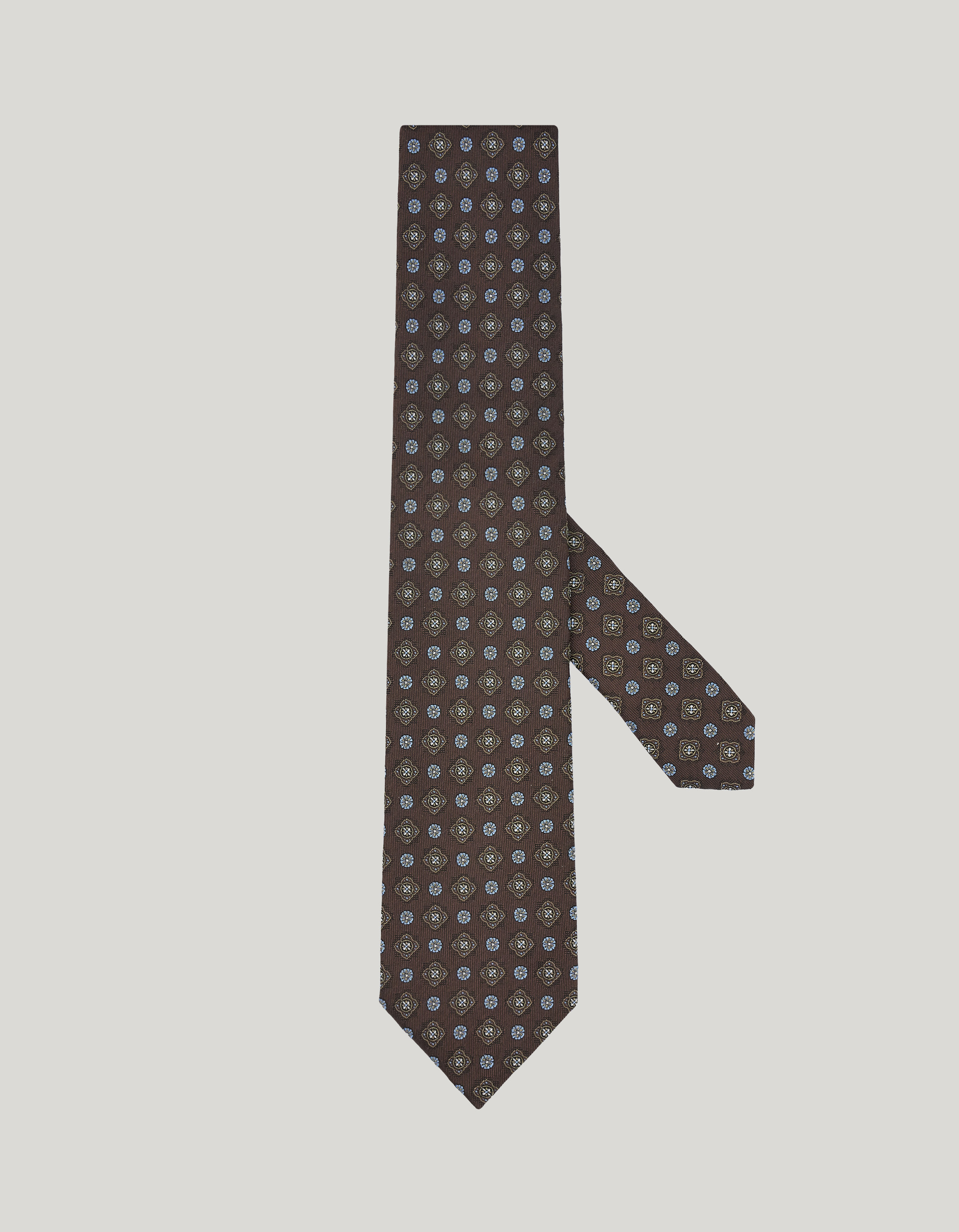 Blue silk tie, patterned motif 