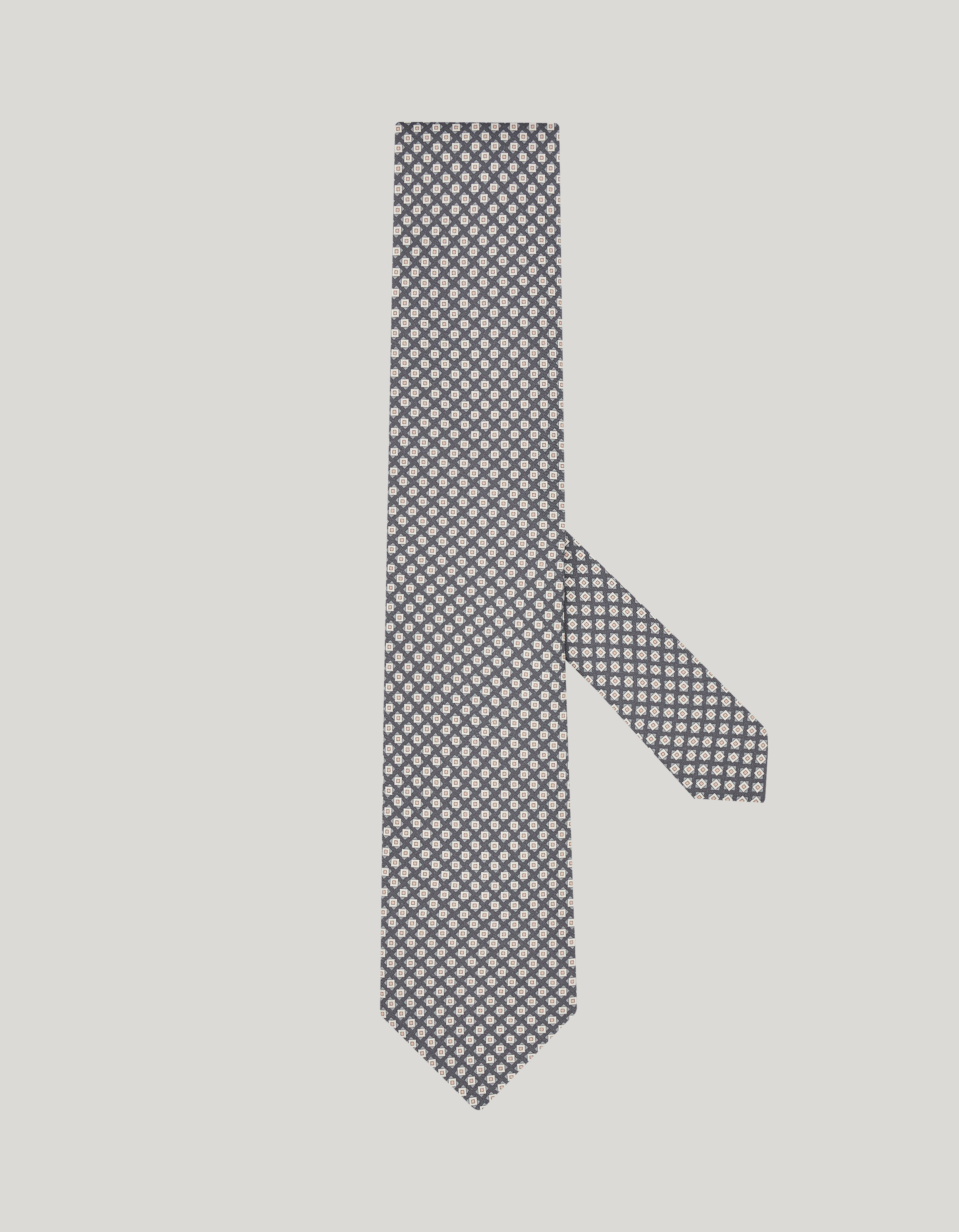 Printed silk tie, geometric pattern 