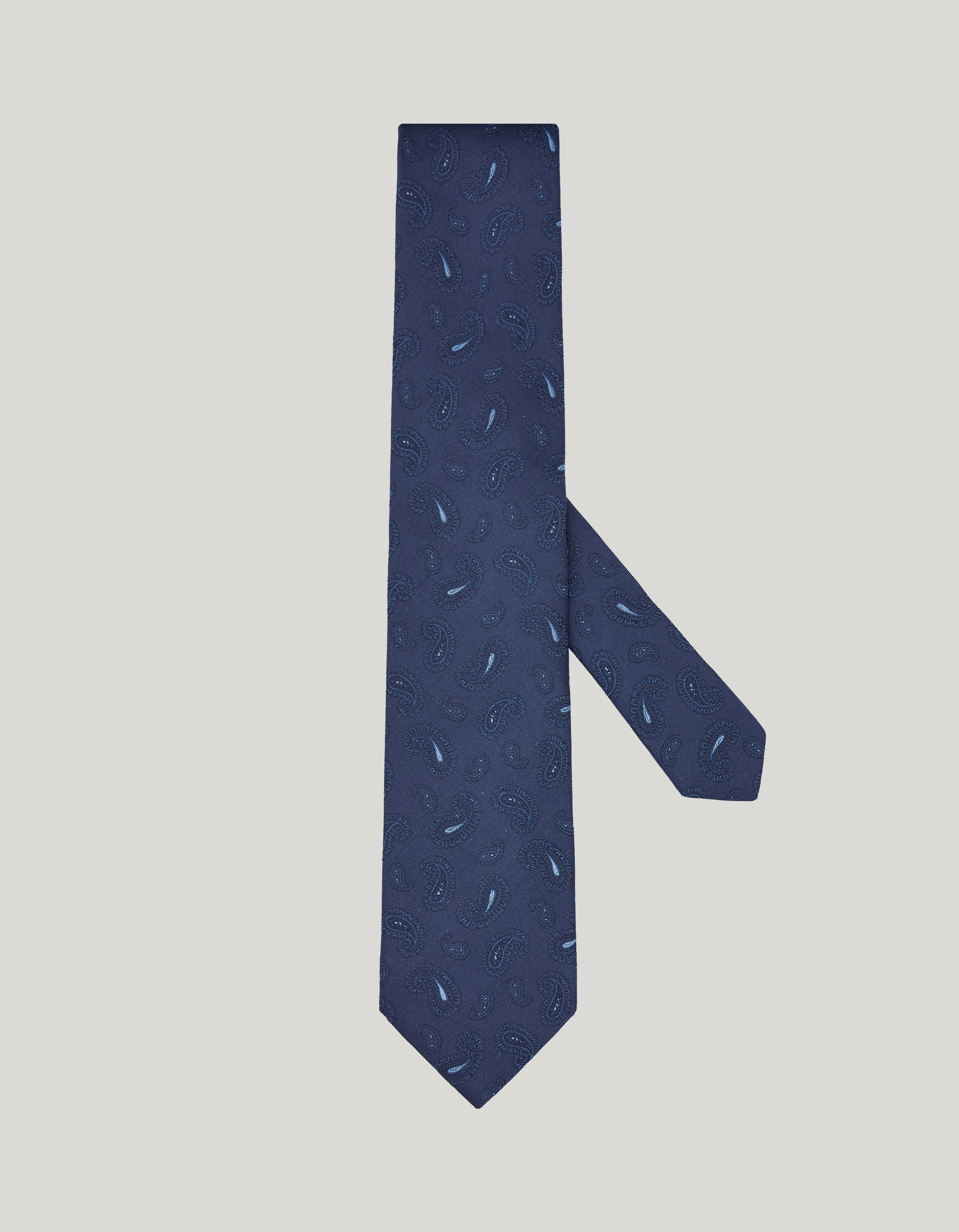 Blue silk tie, paisley motif 