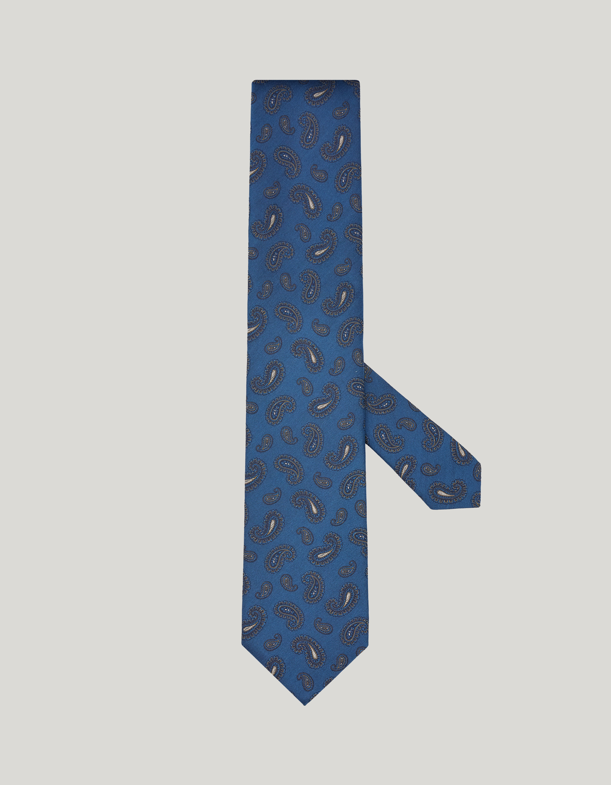 Light blue silk tie, paisley motif 