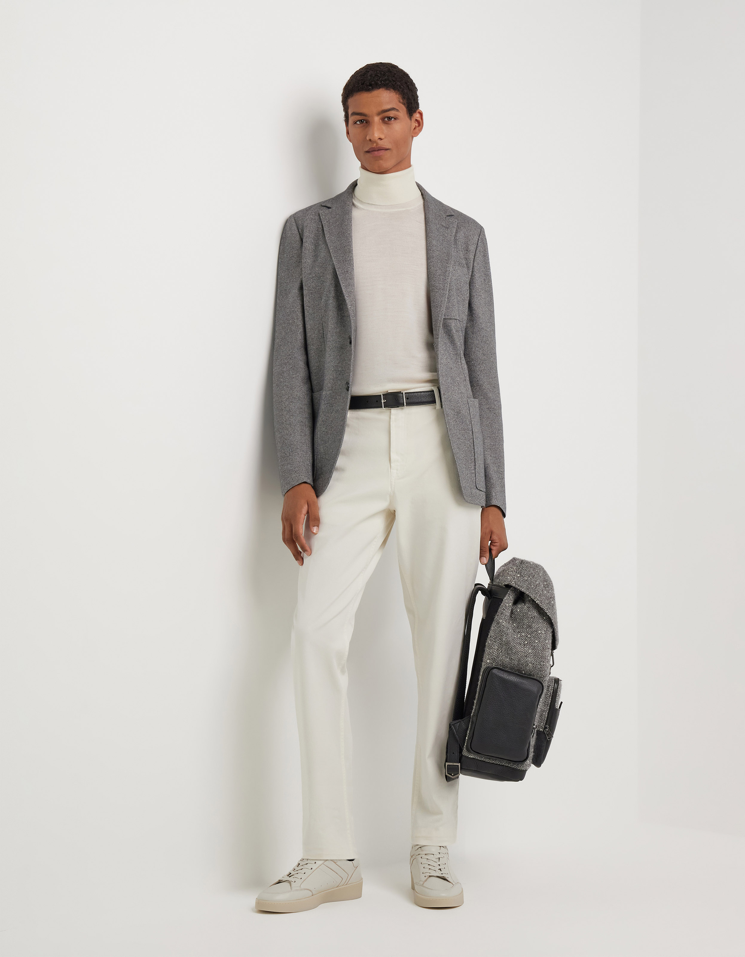 Jersey blazer in grey cashmere and silk