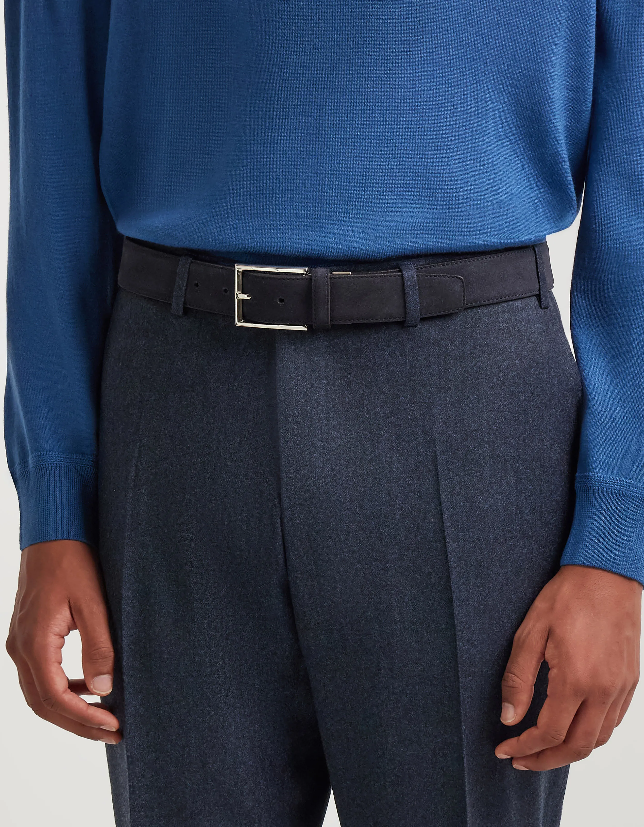 Blue suede calfskin belt