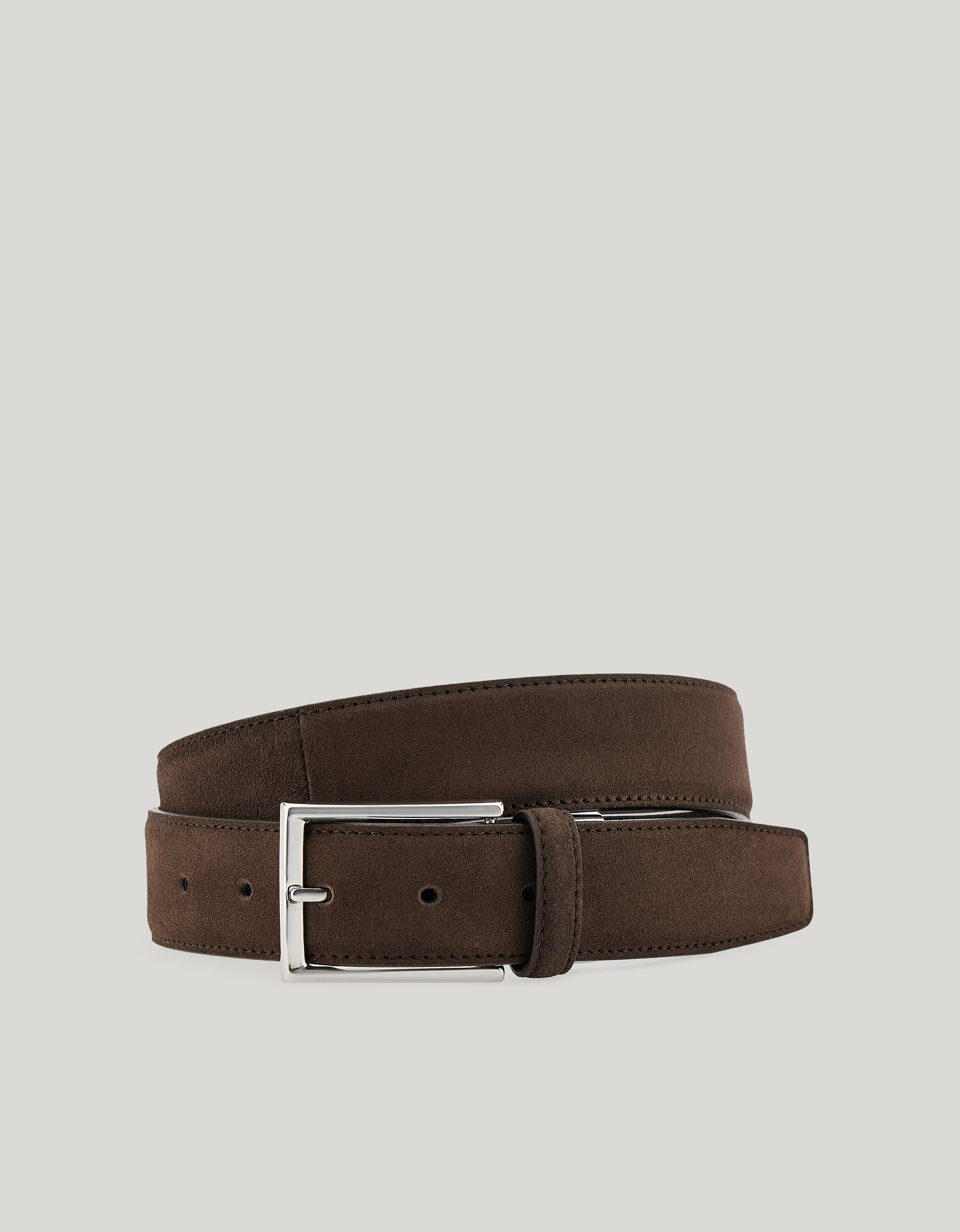 Dark brown suede calfskin belt 