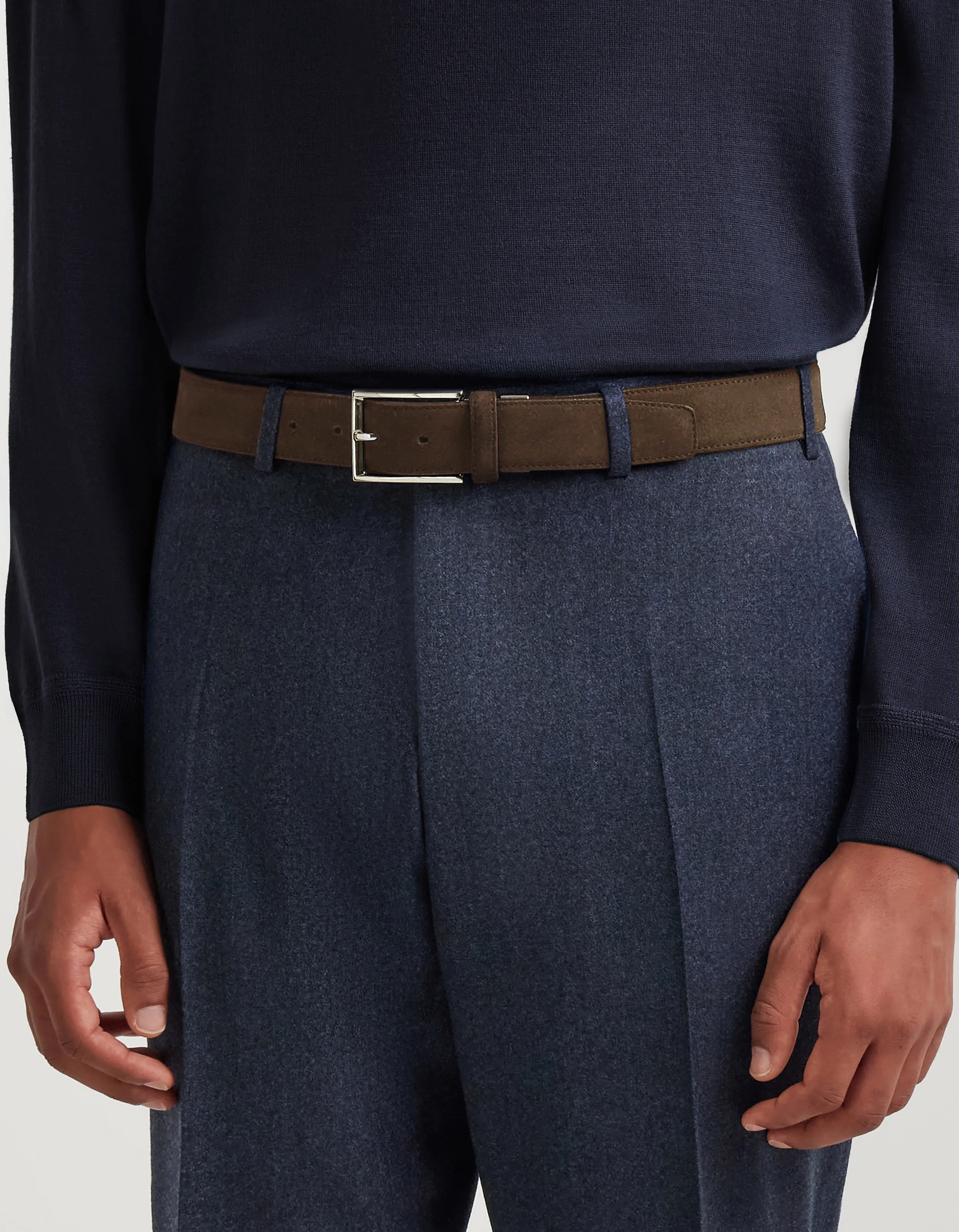 Dark brown suede calfskin belt