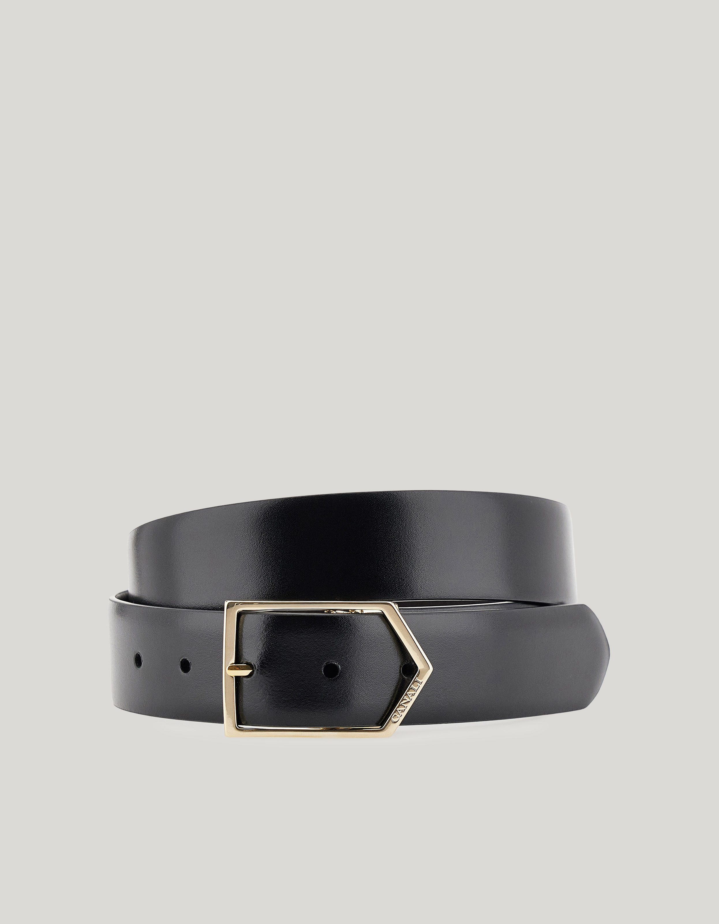 Reversible belt in smooth black calfskin 