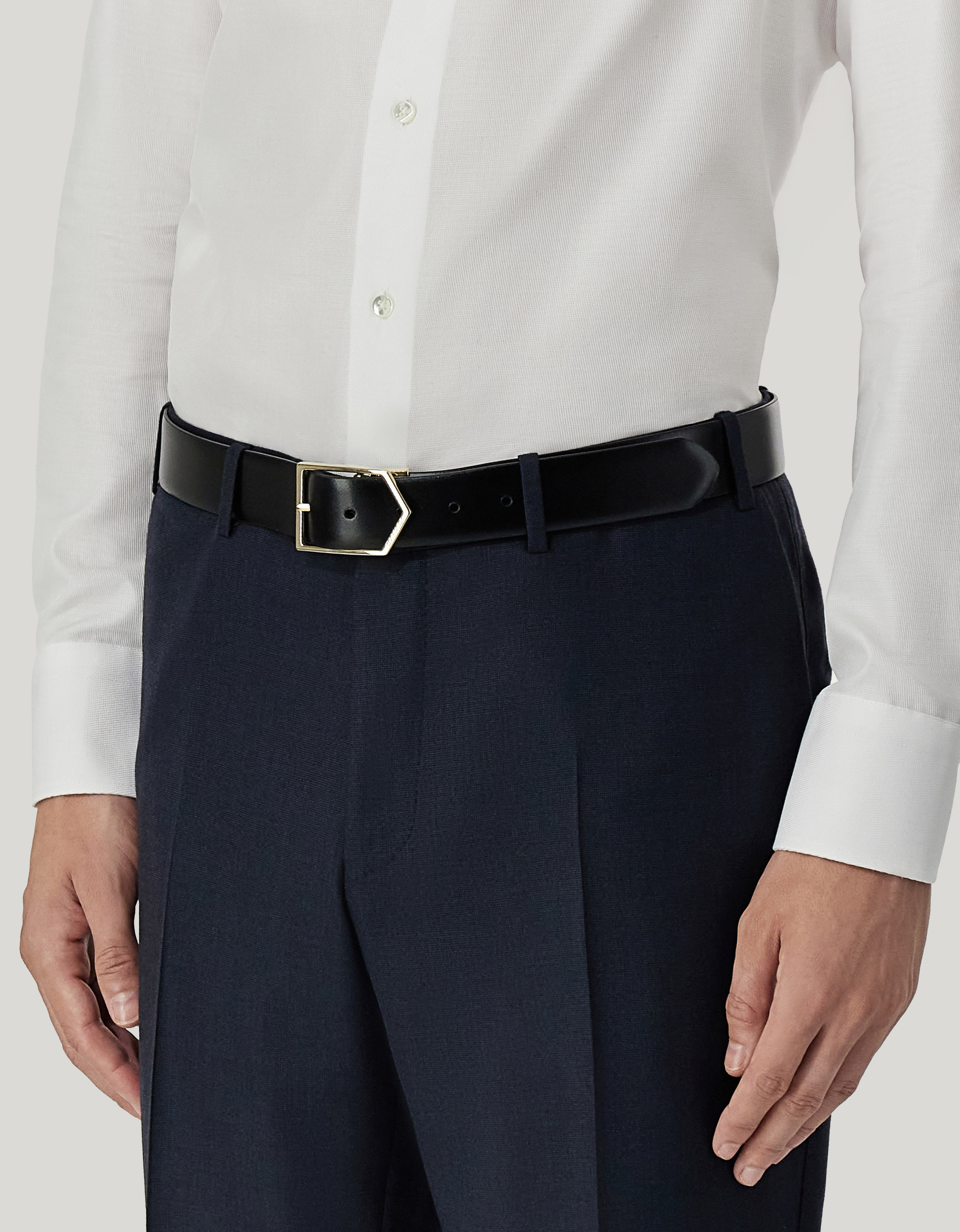 Reversible belt in smooth black calfskin