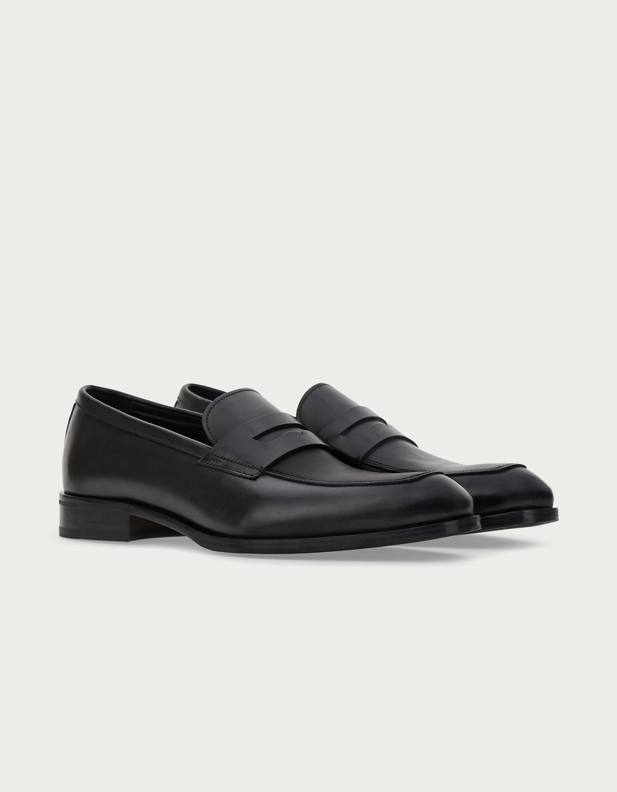 Penny loafer in black rough calfskin 