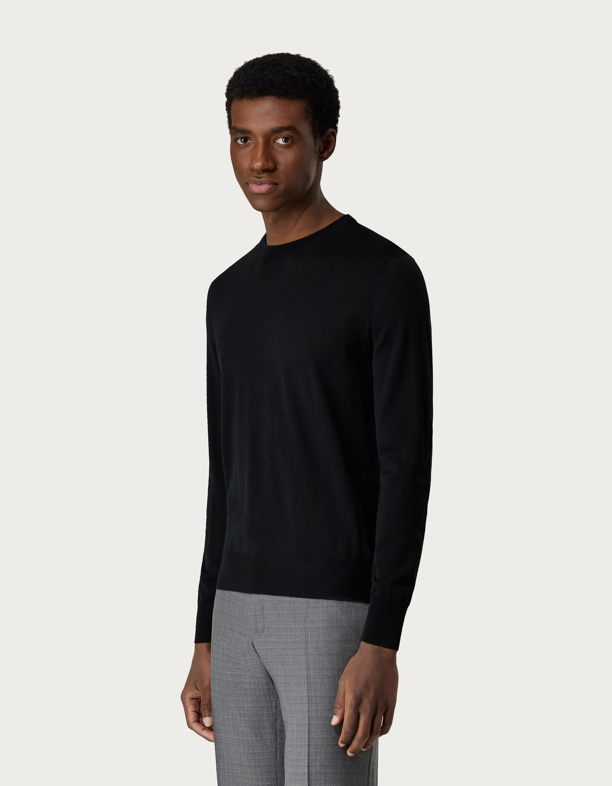 Black pure wool crewneck