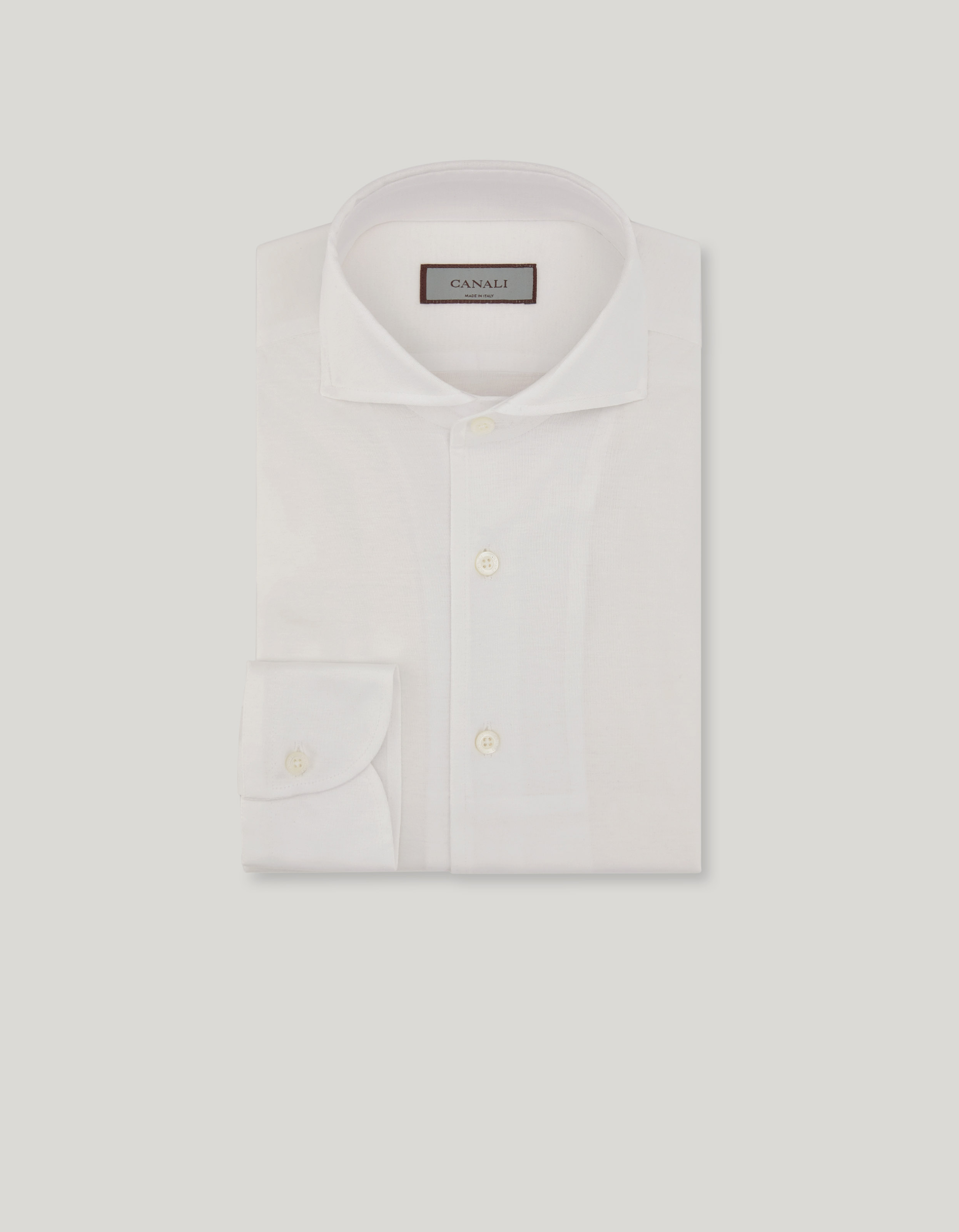 Regular-fit shirt in white cotton jersey 