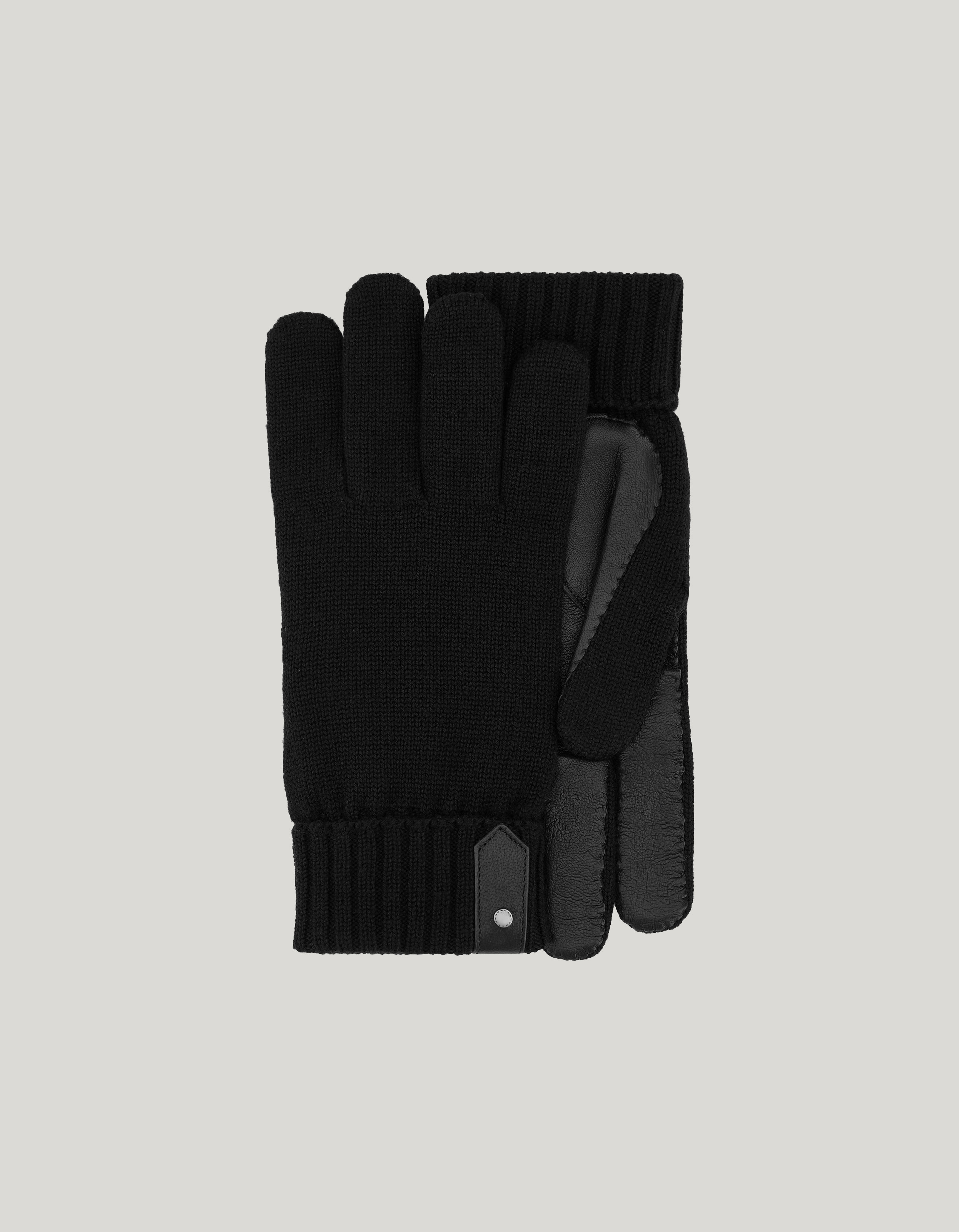Black wool knit and sheepskin gloves 