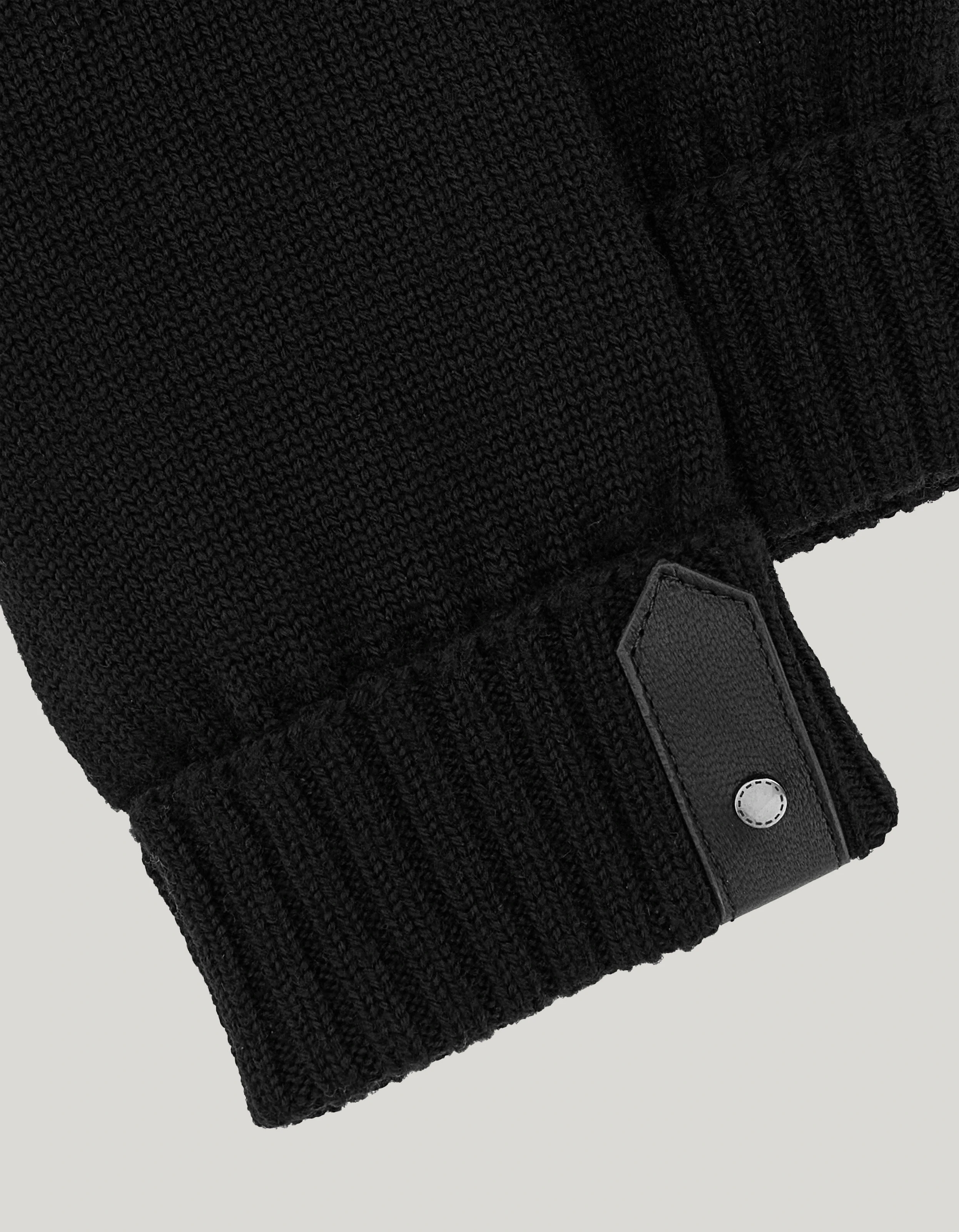 Black wool knit and sheepskin gloves