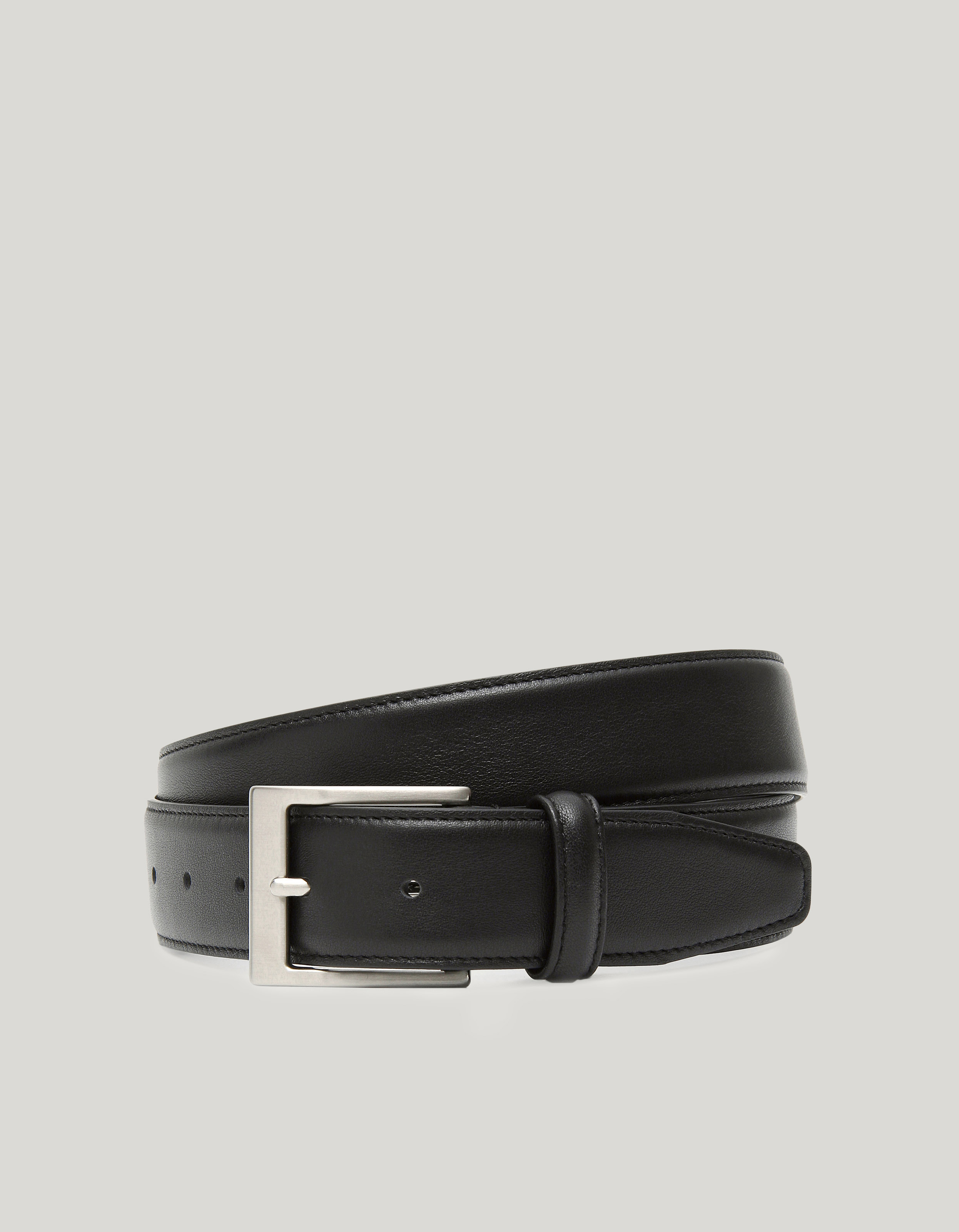 Black calfskin leather belt 