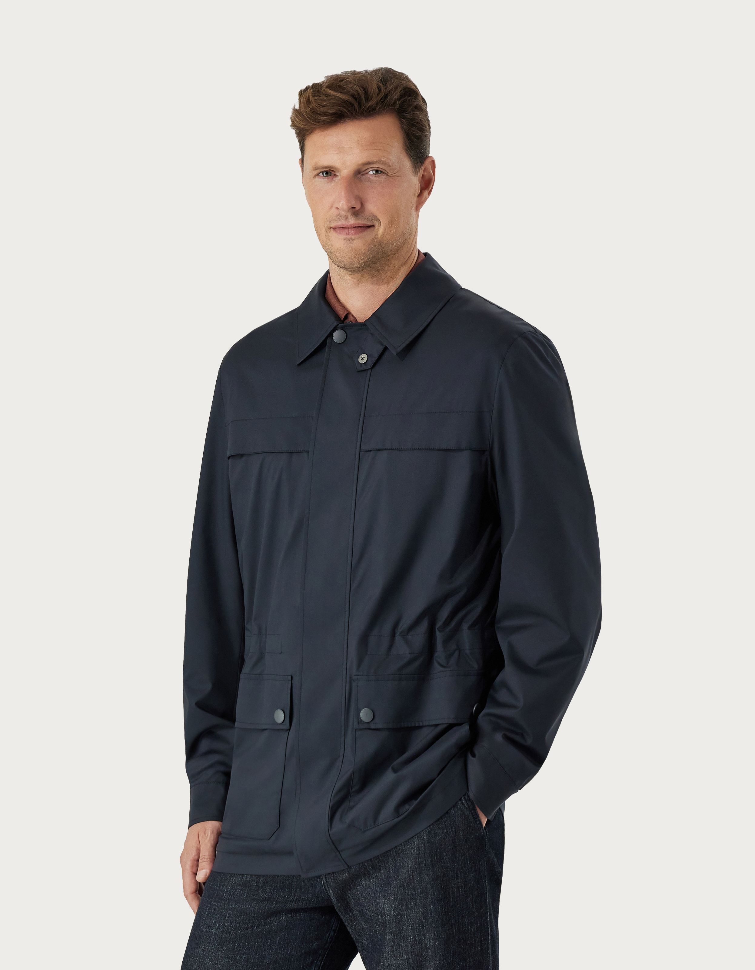 Canali Nuvola Maestrale technical fabric field jacket in blue