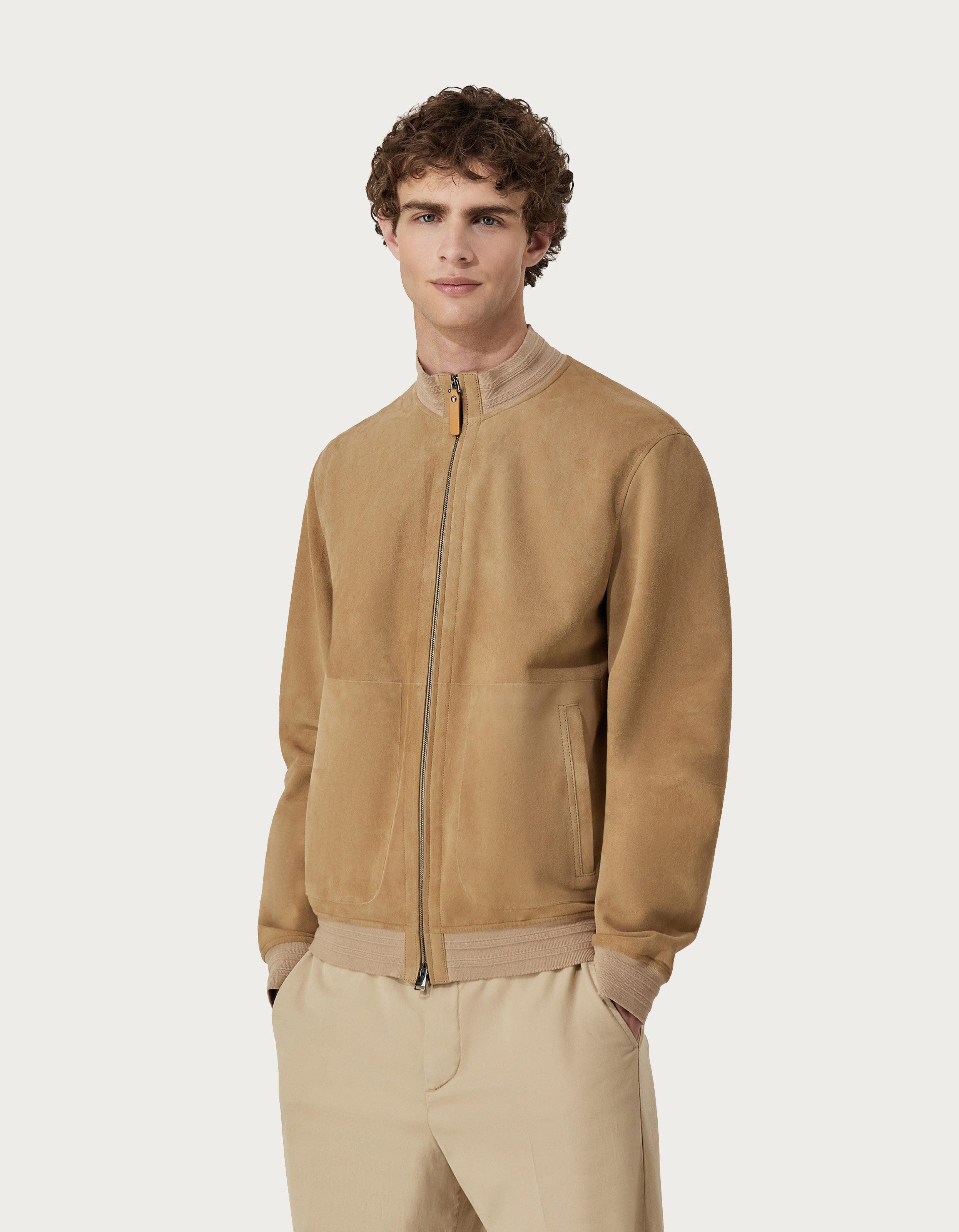 Canali Nuvola jacket in ultra-soft beige suede
