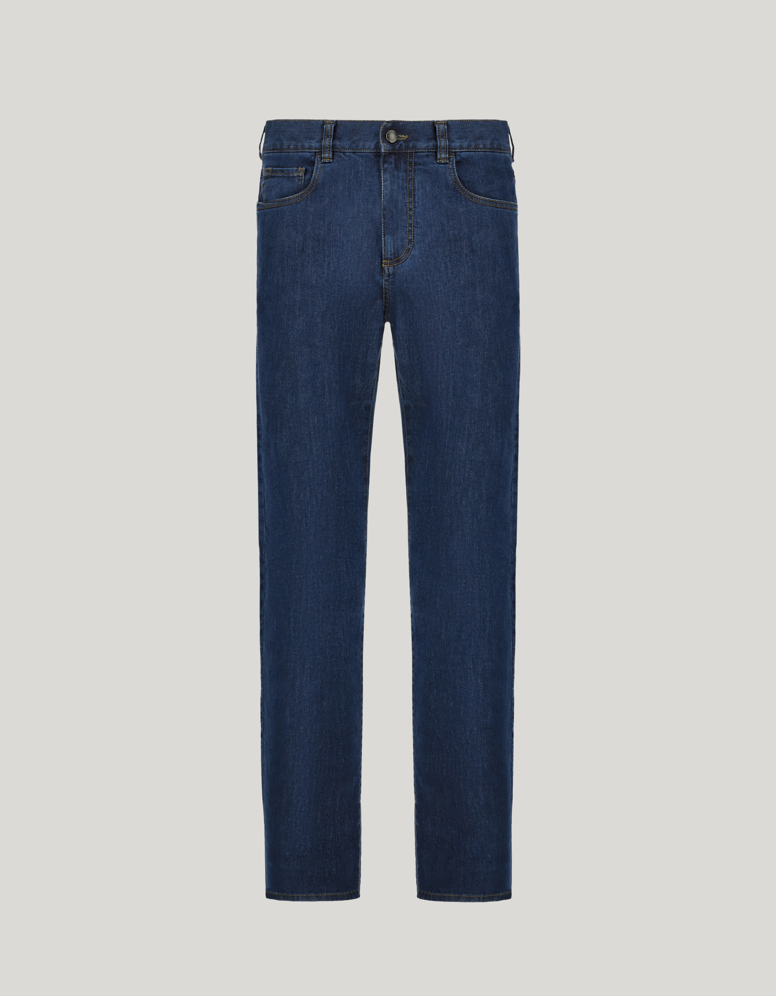 Five-pocket regular-fit stretch denim pants in blue 