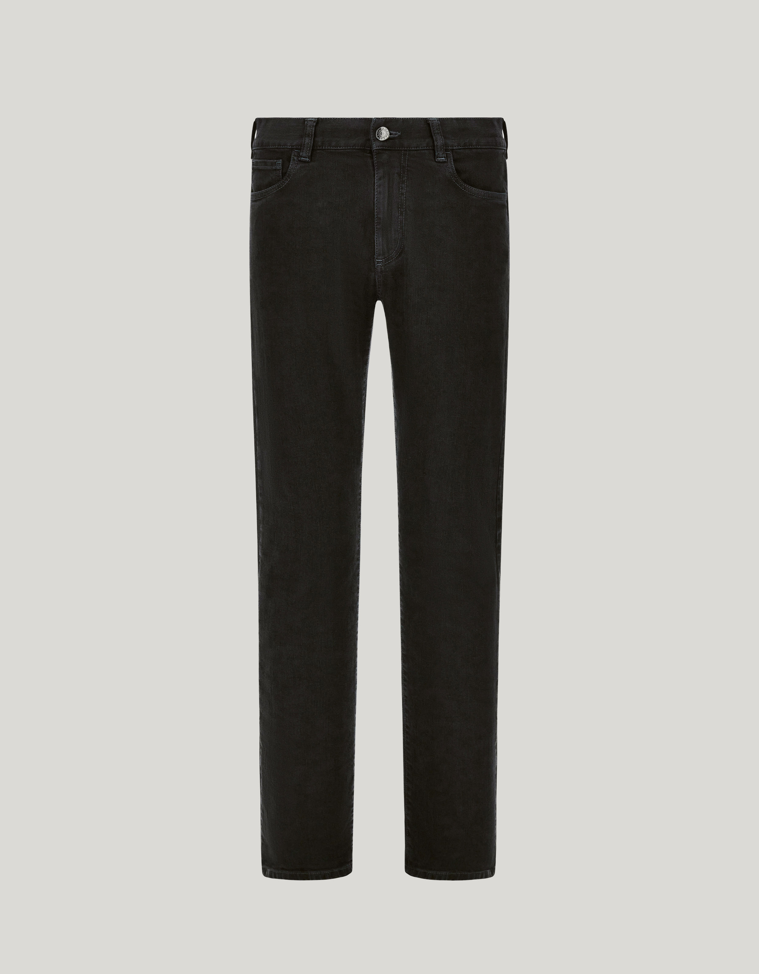 Black five-pocket stretch denim pants 