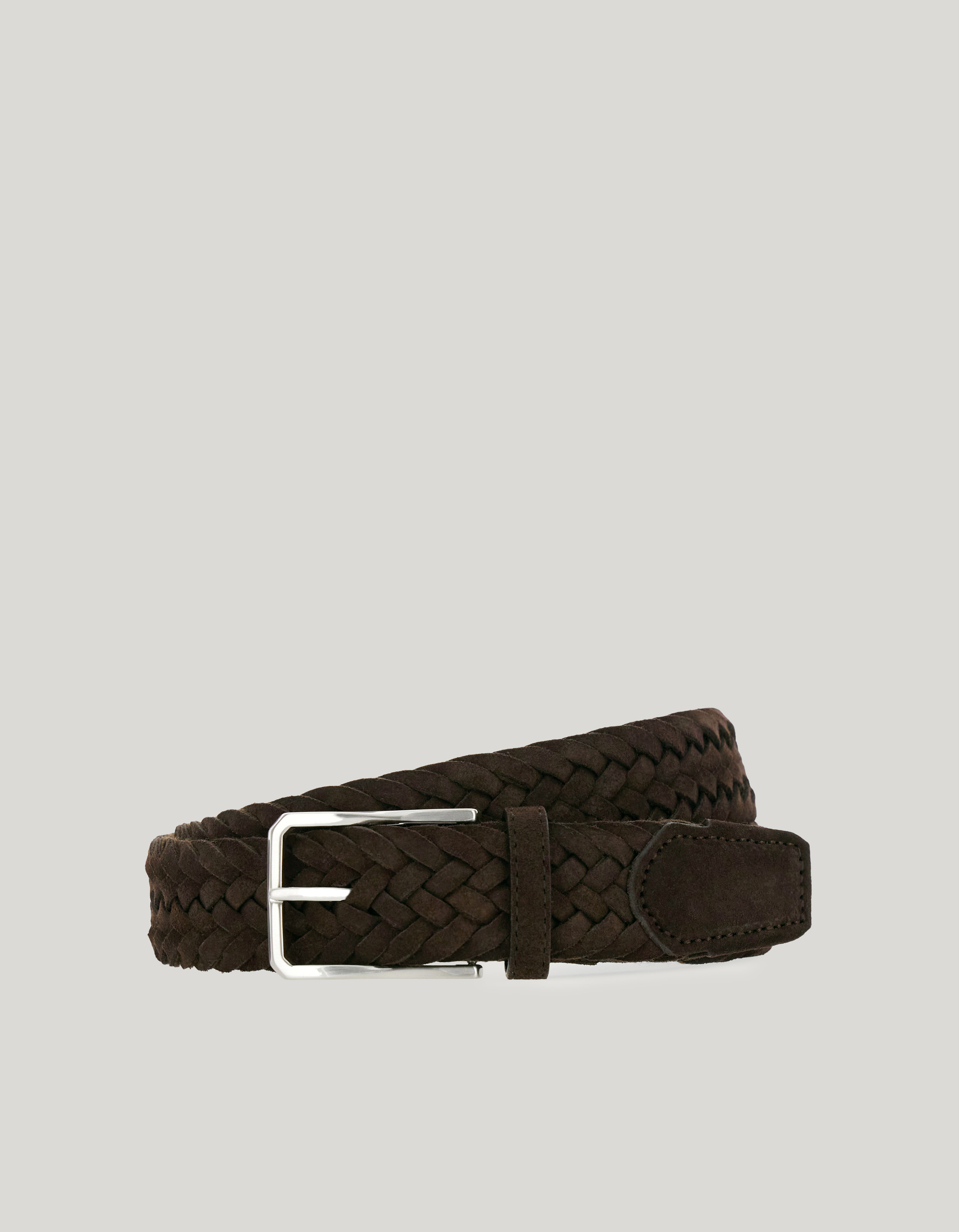 Dark brown braided suede belt 