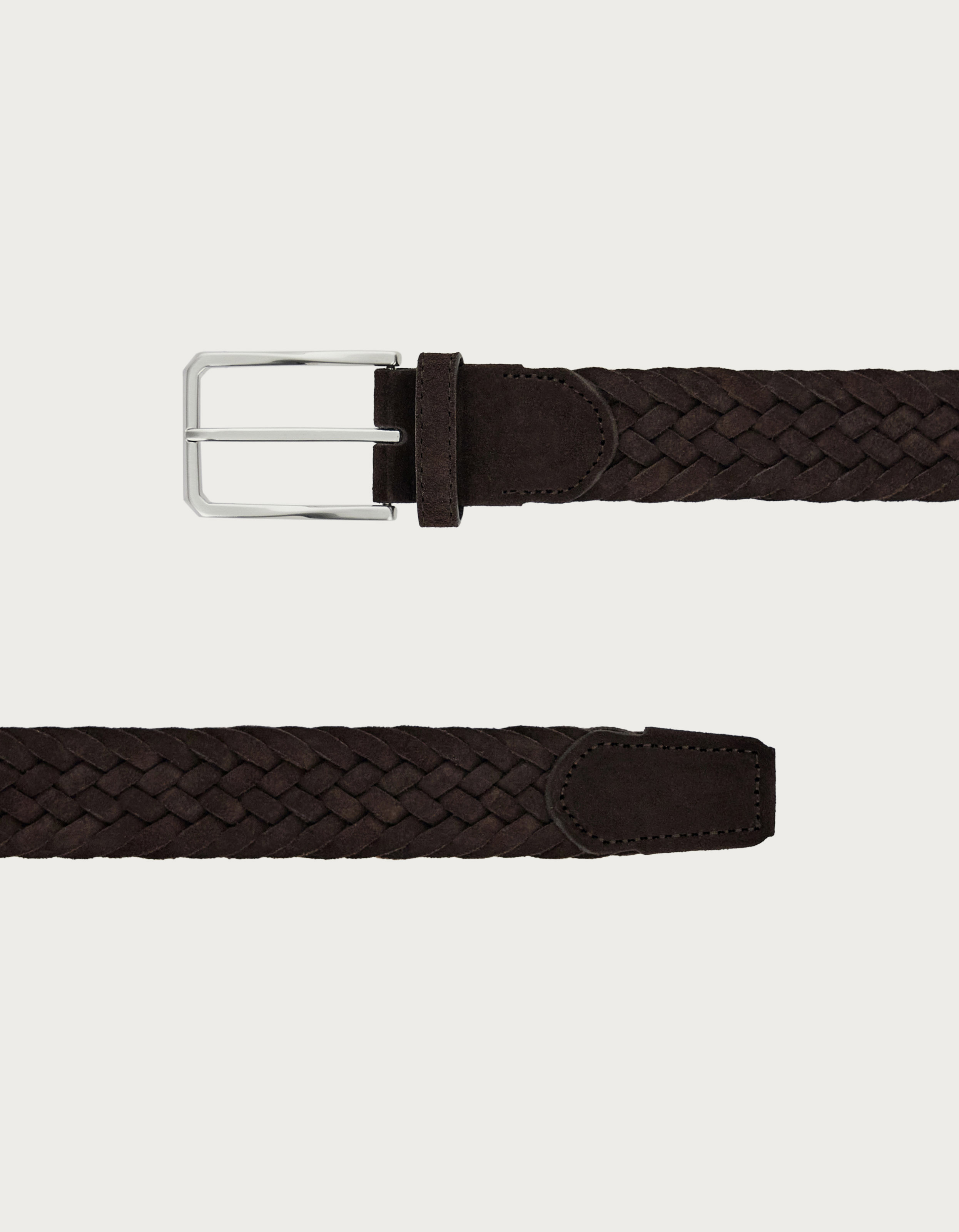 Dark brown braided suede belt