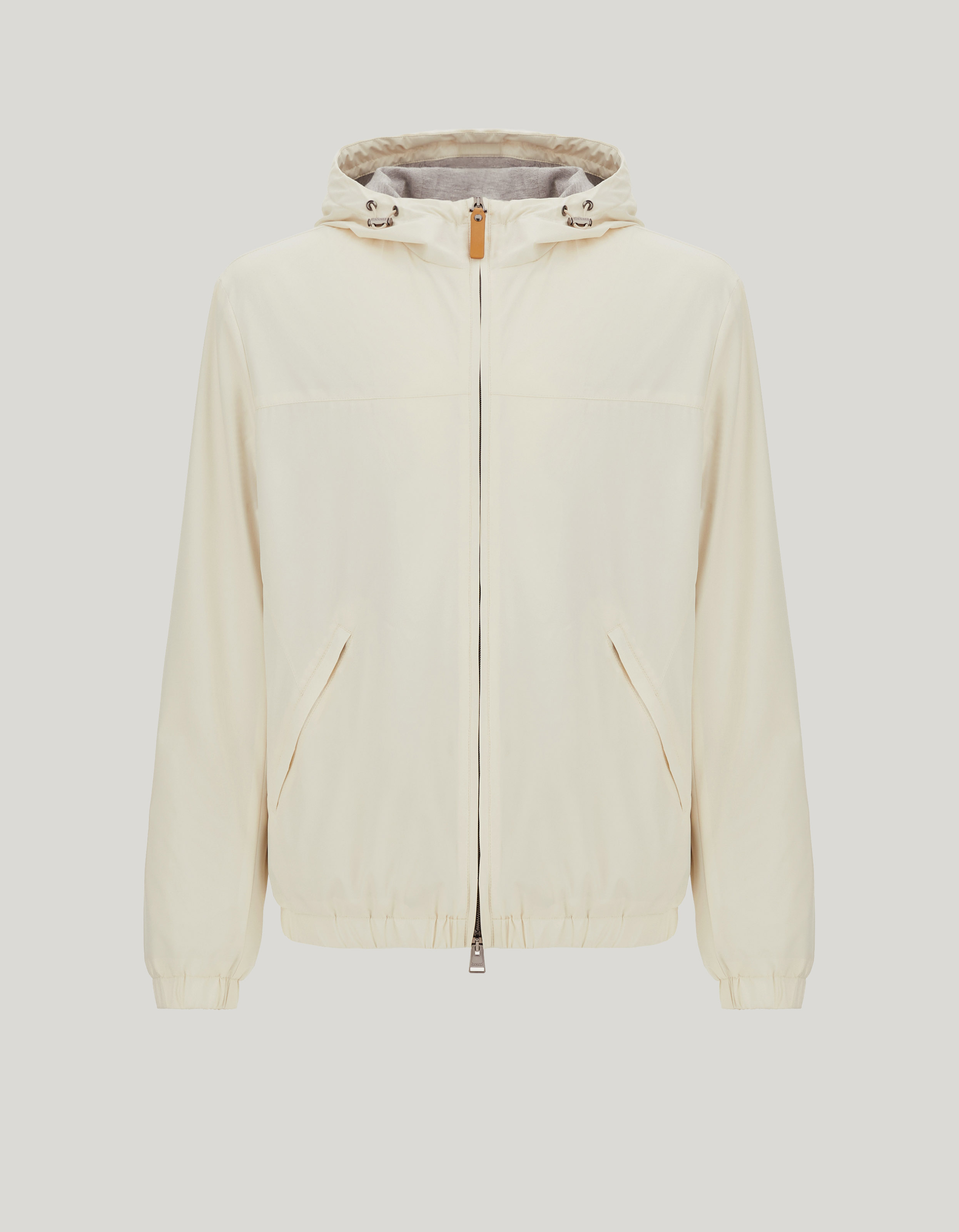 Canali Nuvola hooded jacket in off-white technical fabric 