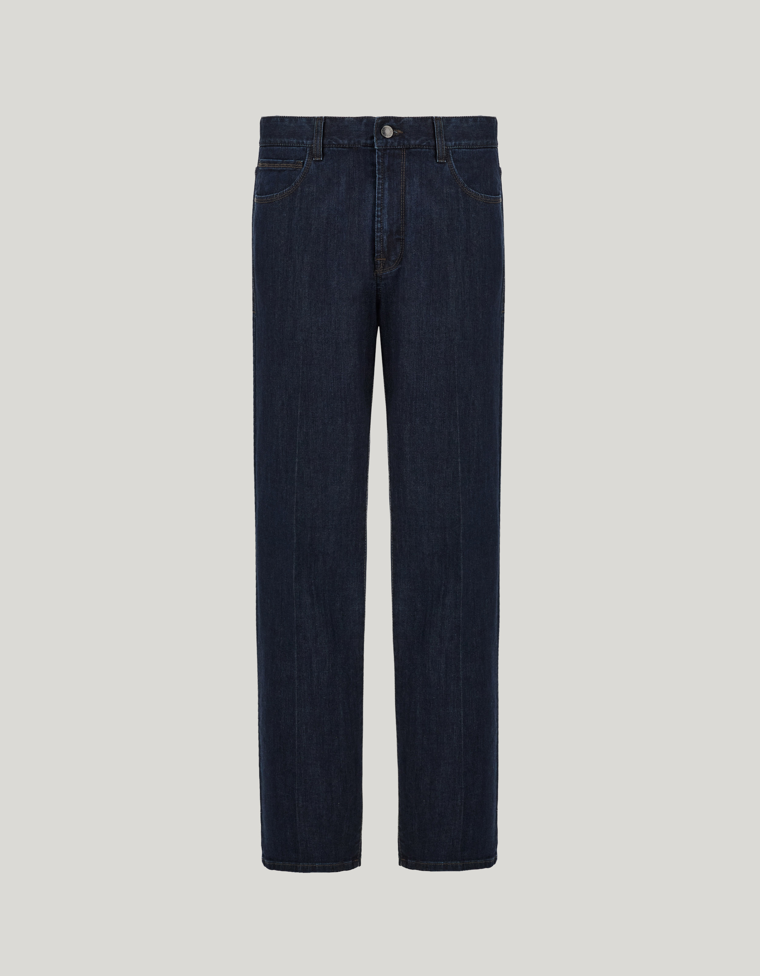 Blue five-pocket stretch denim pants 