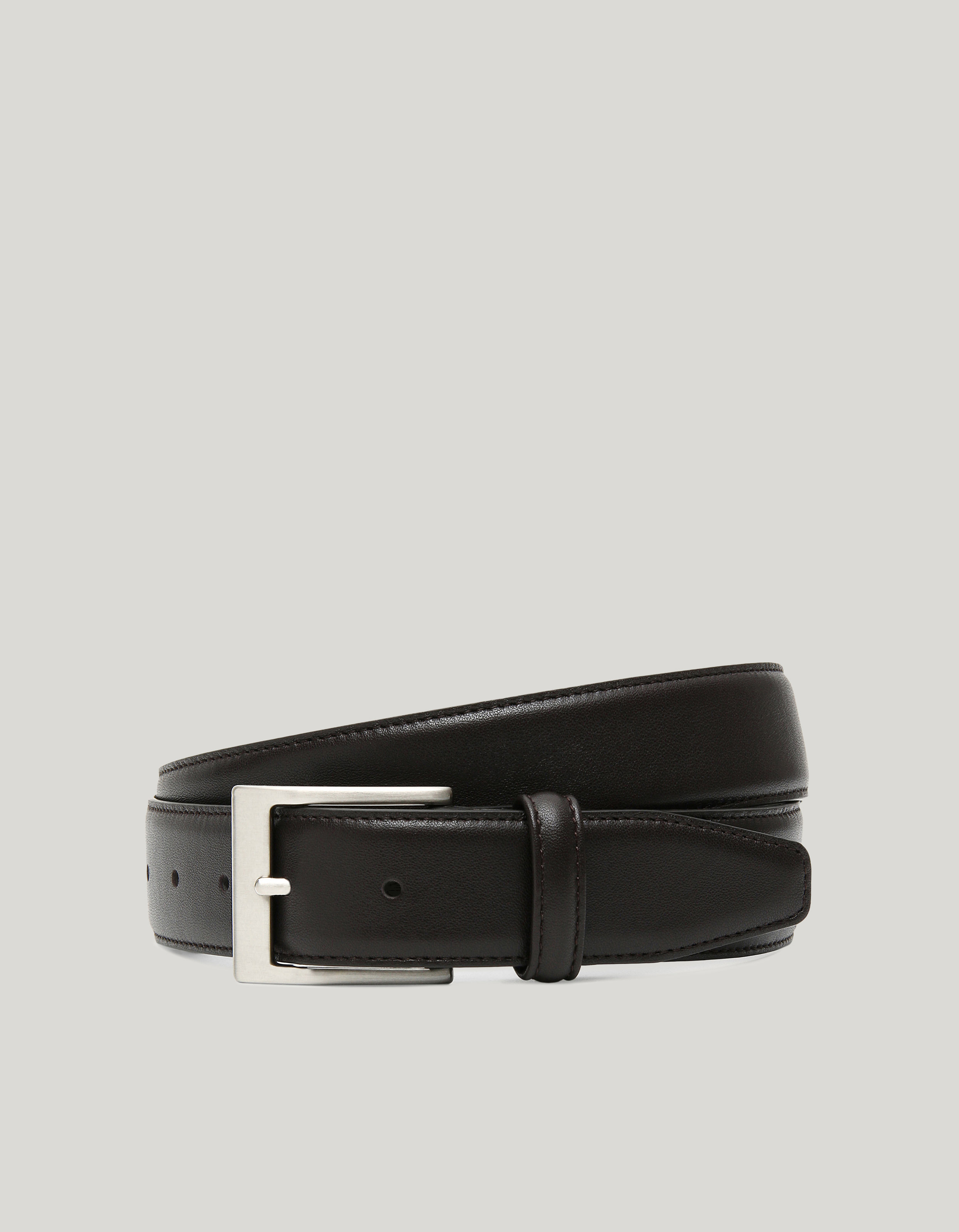 Dark brown calfskin leather belt 