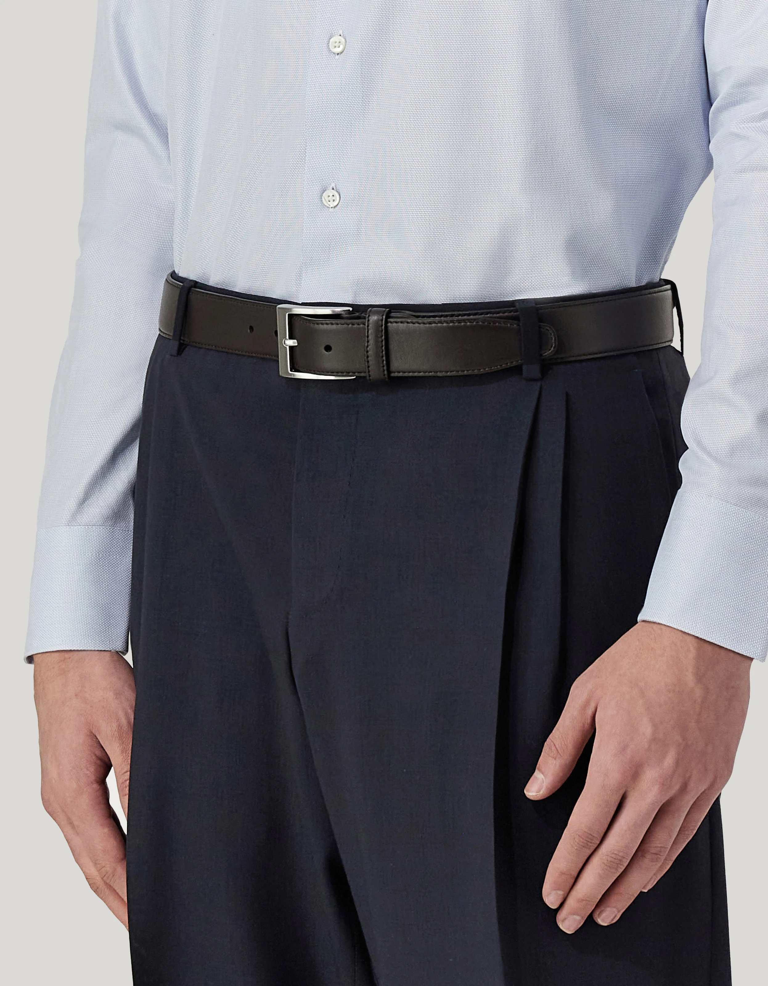 Dark brown calfskin leather belt